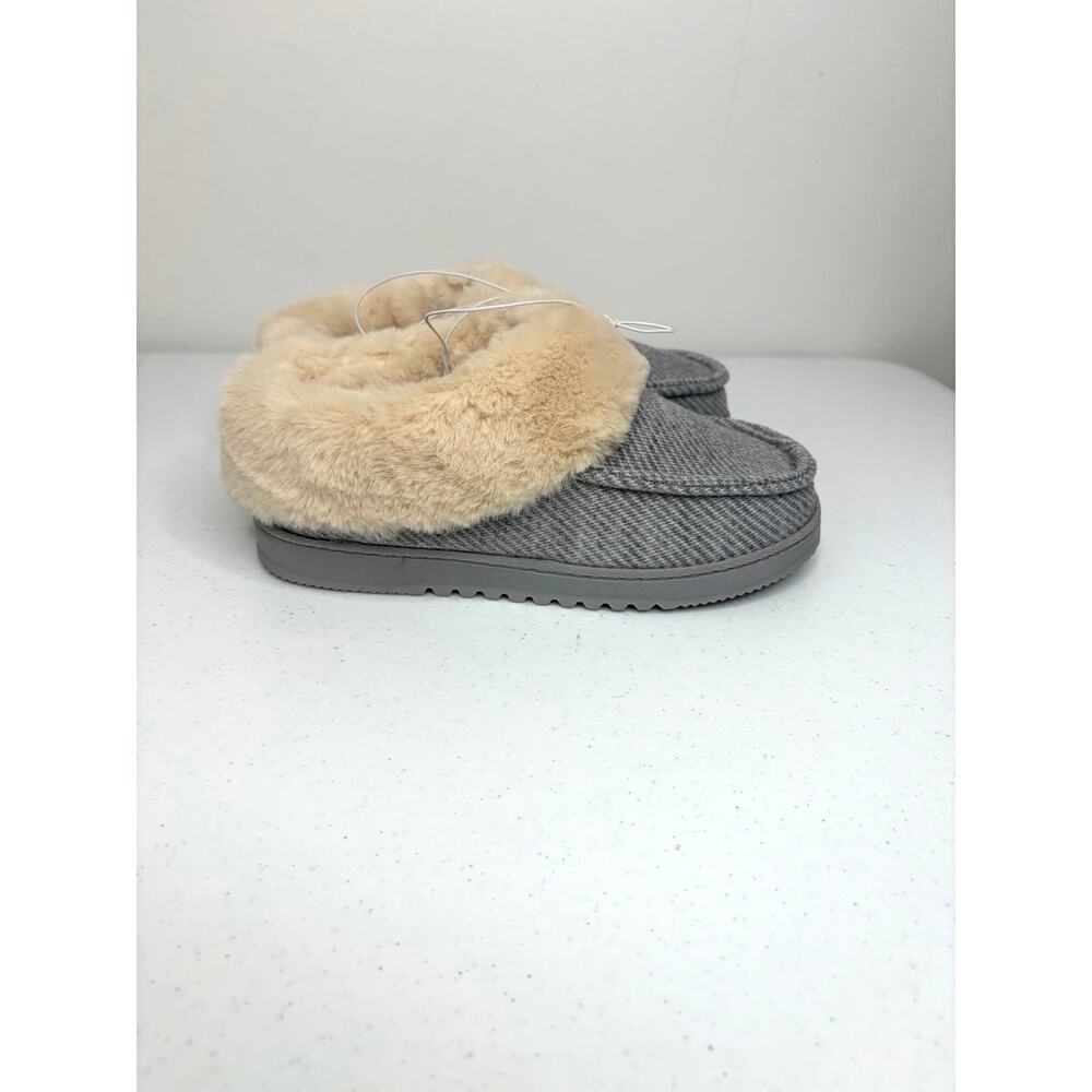 Dearfoams Memory Foam Total Comfort Slipper Women's Sz M 7-8 Gray Faux Fur - Picture 4 of 8